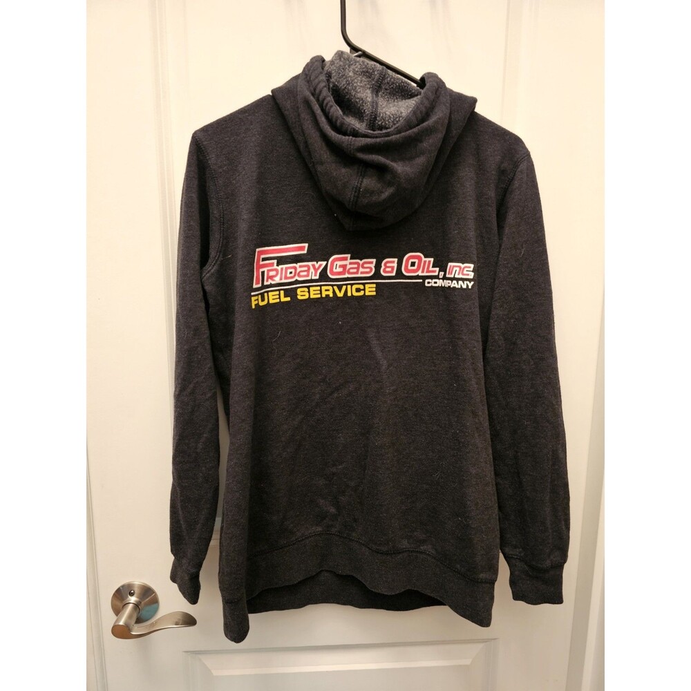 District Friday Gas and Oil Fleece Sweatshirt Hooded Mens Grey Large - Picture 9 of 11